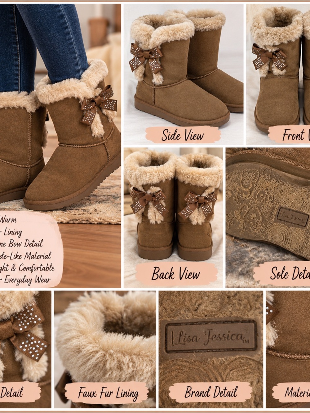 Ilse Jacobsen Tan Suede-Look Shearling Ankle Boots
